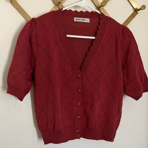 Grace Karin Cropped Short Sleeve Retro Knit Cardigan